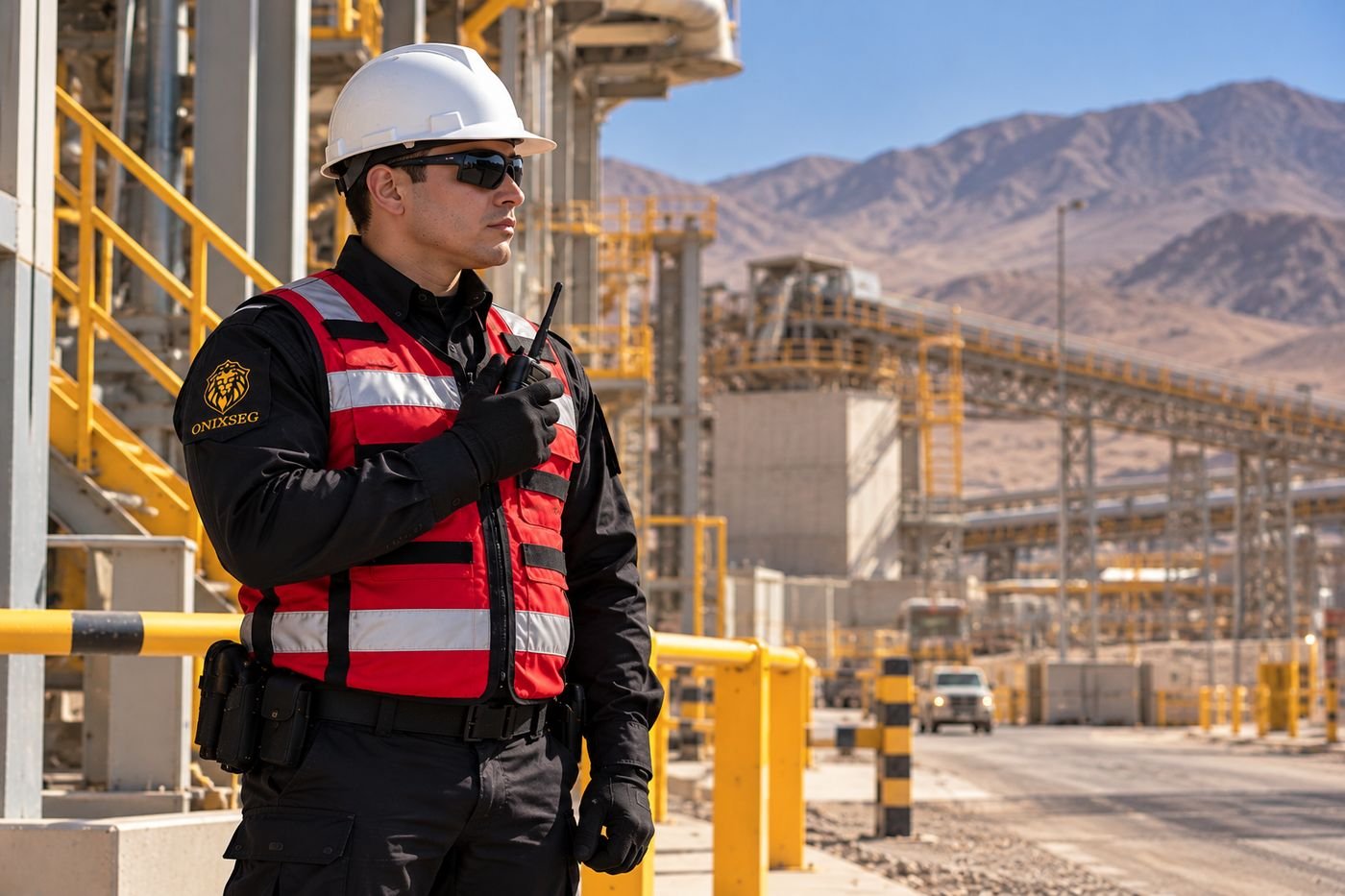 Guardia con epp en planta industrial